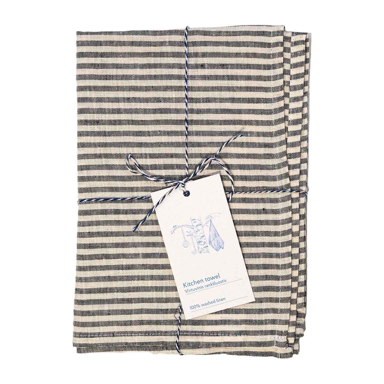 Linen Tales Leinen Geschirrtuch Thin Black Stripes