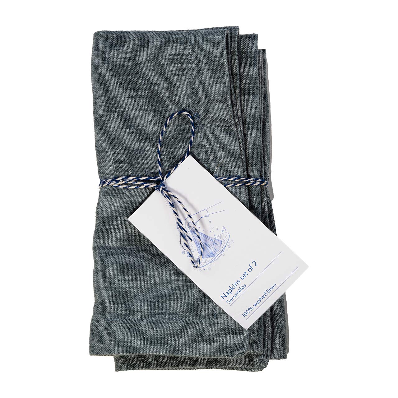 Linen Tales Leinen Servietten Blue Fog 2er Set