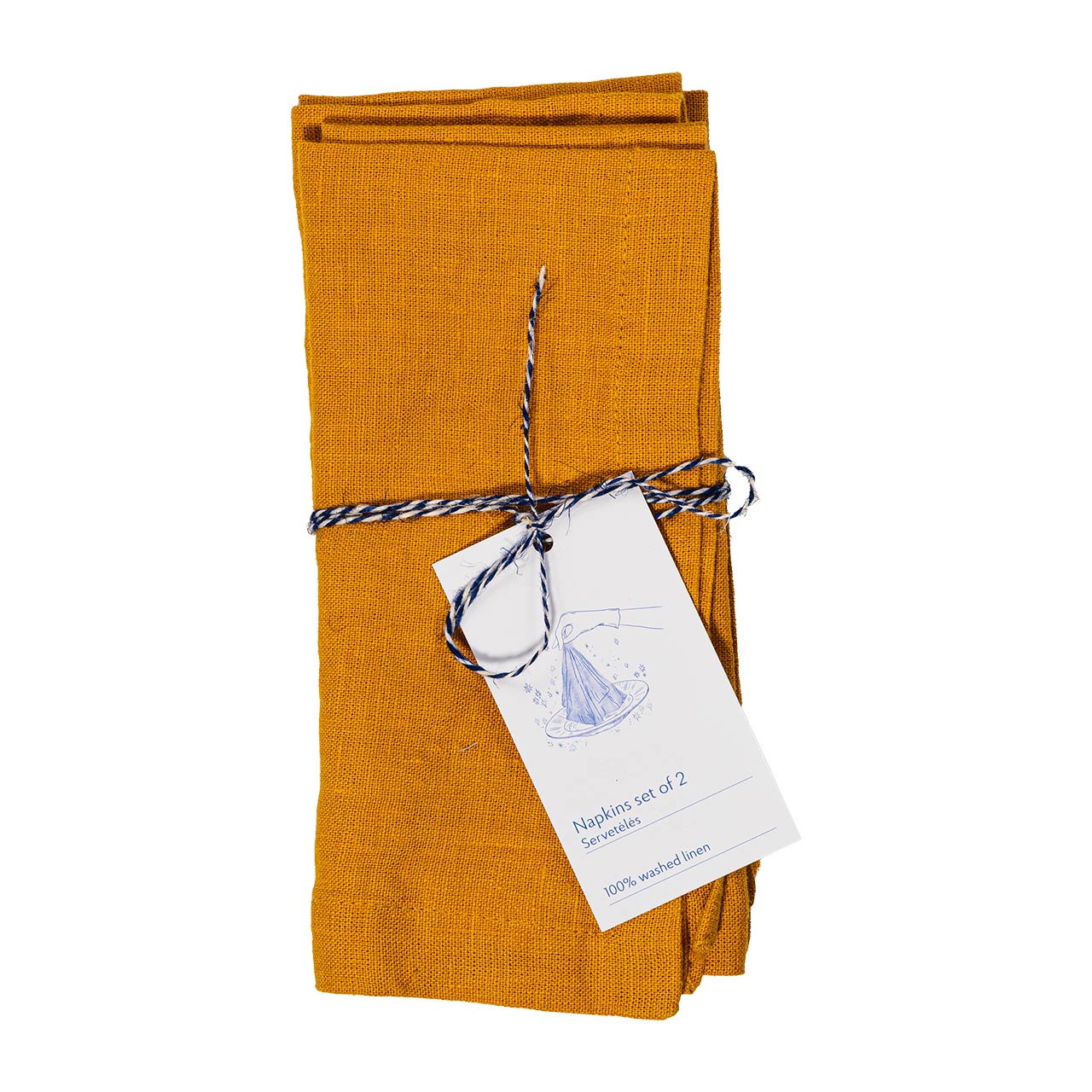 Leinen Servietten Mustard 2er Set – Stoffservietten von Linen Tales