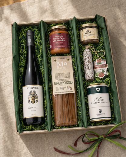 Waidmanns Dank – Geschenkkorb von oben mit allen Produkten