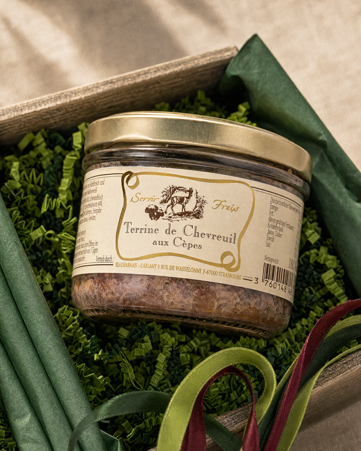 Beauharnais Wildpastete vom Reh mit Steinpilzen im Geschenkkorb Waidmanns Dank