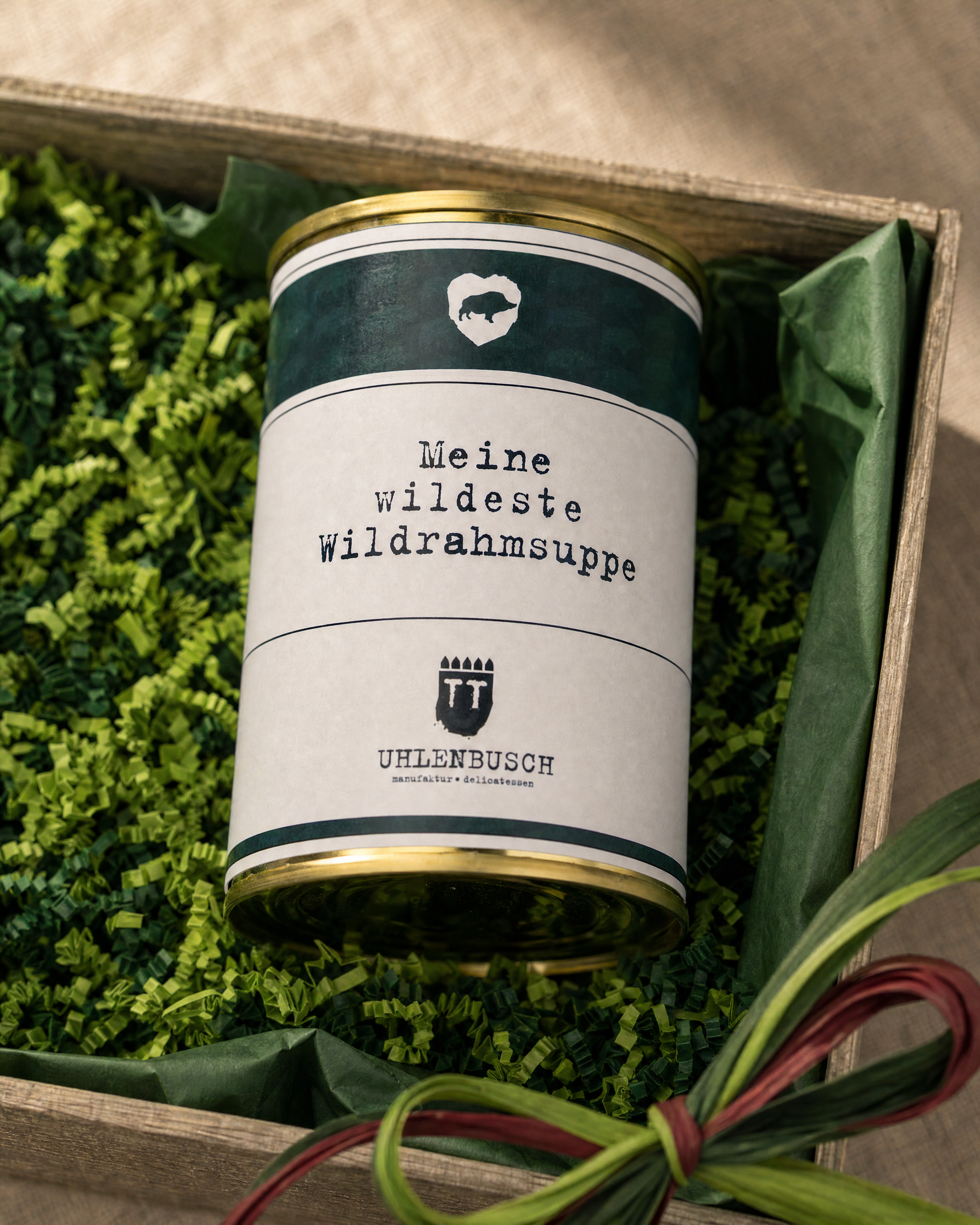 Manufaktur U Wildrahmsuppe mit Reh-Klößchen im Geschenkkorb Waidmanns Dank