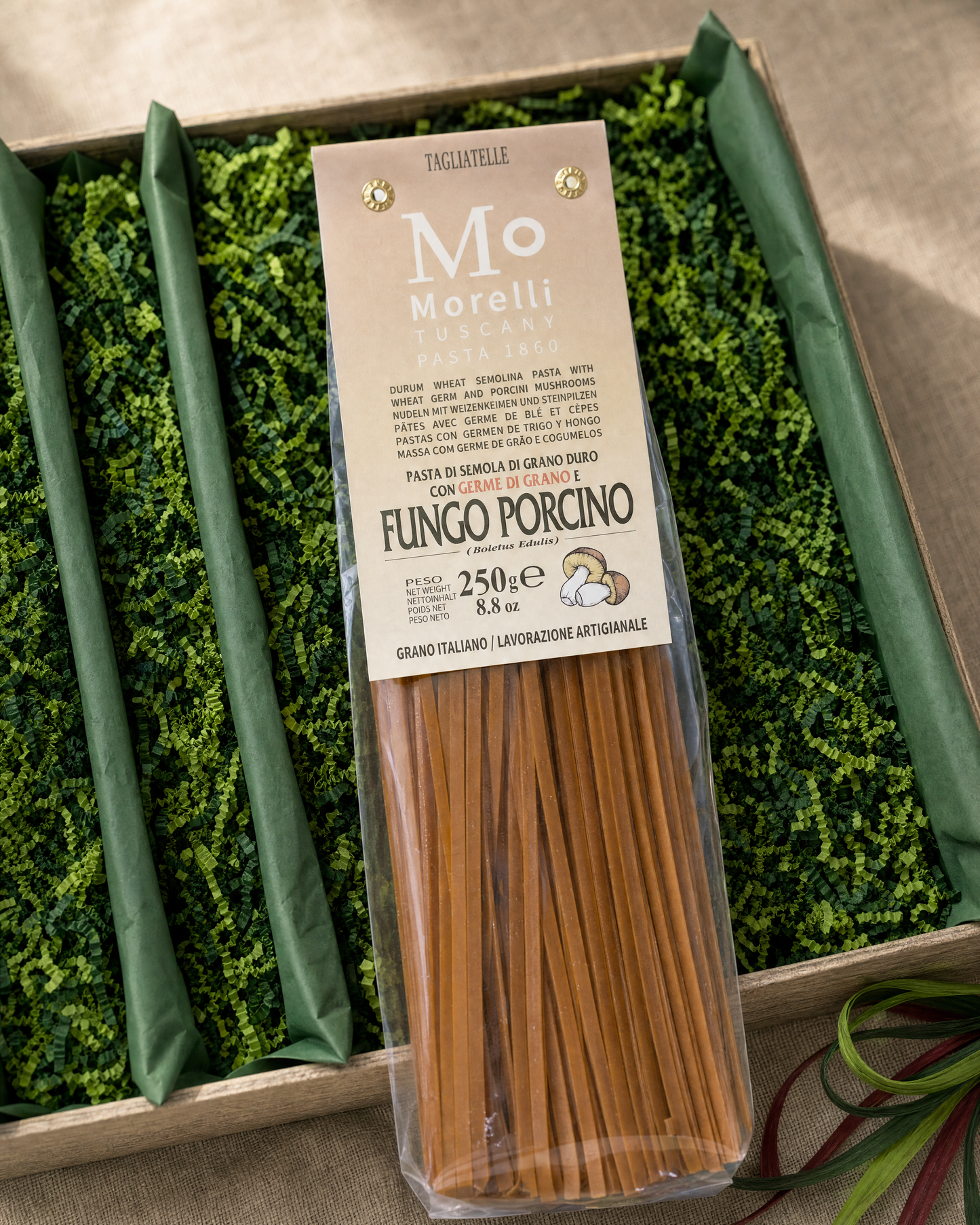 Pasta Morelli Tagliatelle ai Funghi Porcini im Geschenkkorb Waidmanns Dank