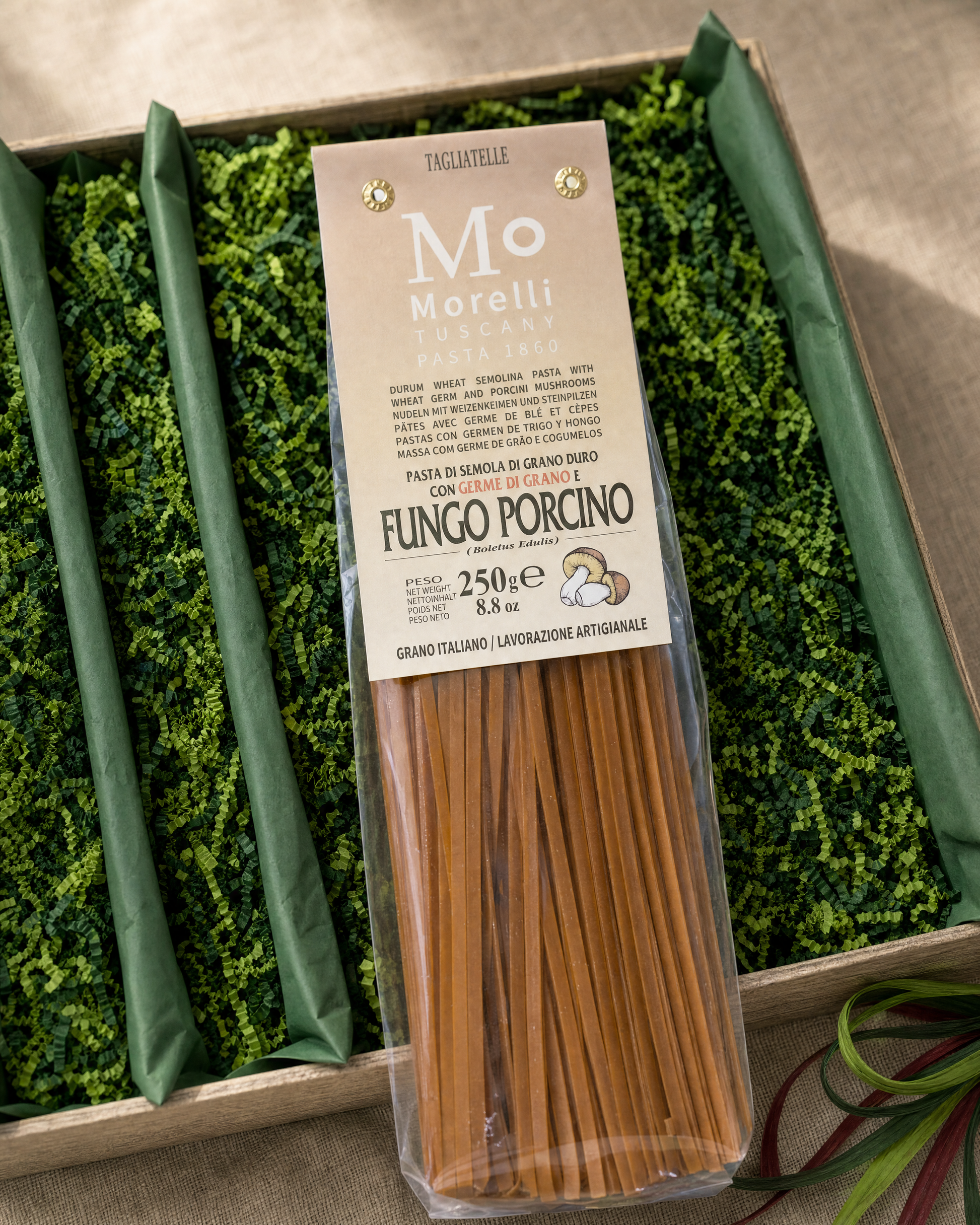 Pasta Morelli Tagliatelle ai Funghi Porcini im Geschenkkorb Waidmanns Dank