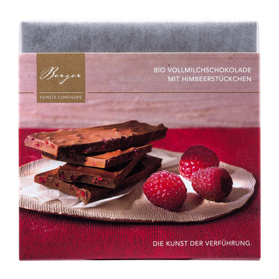 Vollmilch mit Himbeerstückchen