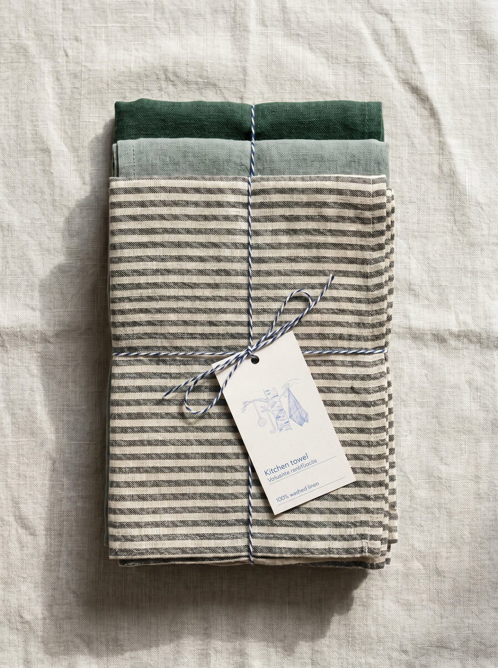 Leinen Geschirrtücher 3er-Set Bistro – Küchentuch-Set von Linen Tales
