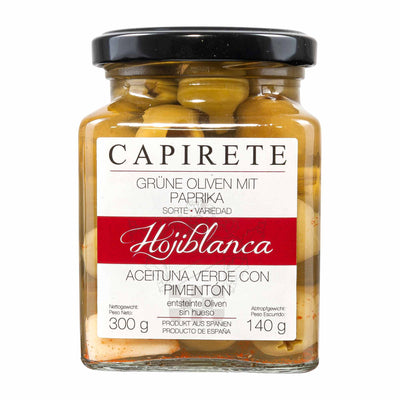 Hojiblanca Oliven mit Paprika
