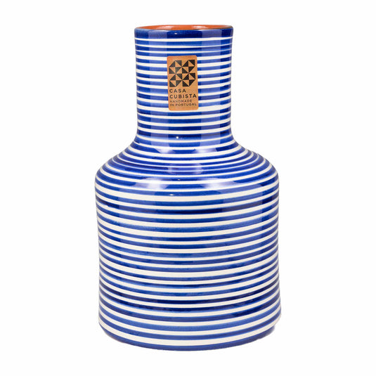 Casa Cubista  Keramik Vase  fine stripes blue
