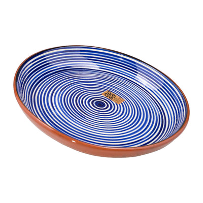 Ceramic bowl large – fine stripes blue