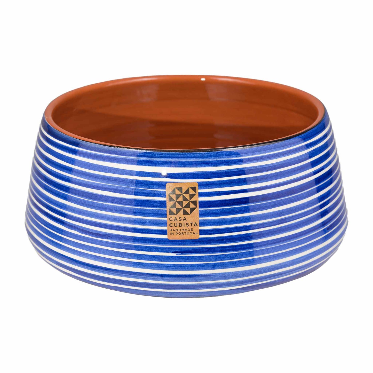 Casa Cubista  Keramikschale hoch  fine stripes blue
