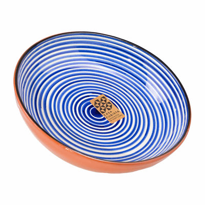 Ceramic bowl medium – fine stripes blue