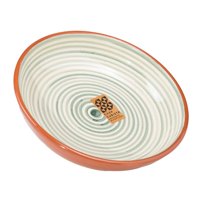 Ceramic bowl medium – fine stripes sage