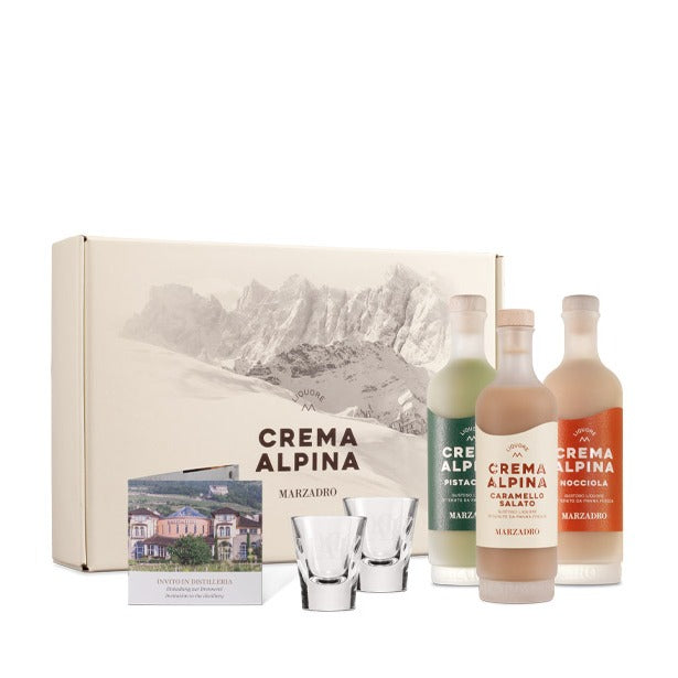 Marzadro Crema Alpina Geschenkset mit Gläsern 3x200ml