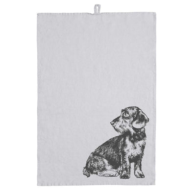 Linen Tea Towel Grey – Dachshund