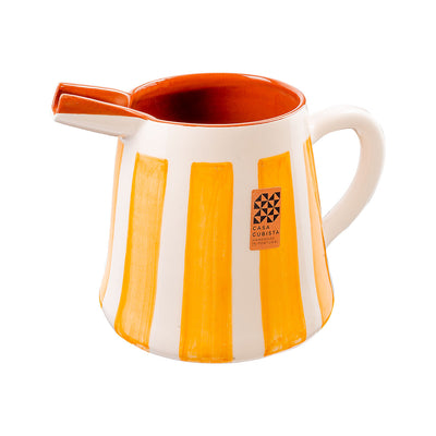 Ceramic jug 1l - bold stripes tangerine