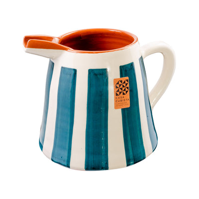 Ceramic jug 1l – bold stripes teal
