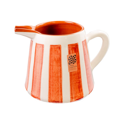 Ceramic pitcher 1l – bold stripes terracotta