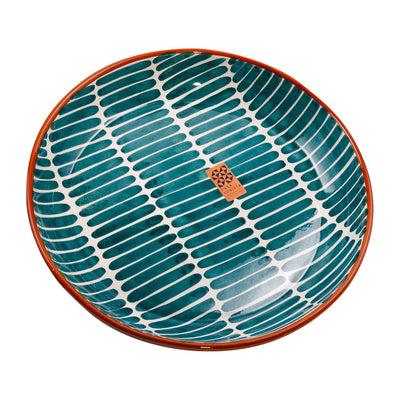 Ceramic bowl large – dash teal