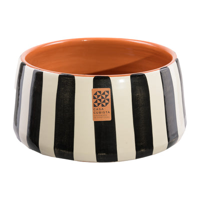 Ceramic bowl tall – bold stripes black