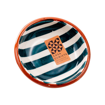 Keramikschale klein – bold stripes teal