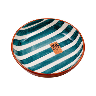 Ceramic bowl medium – bold stripes teal