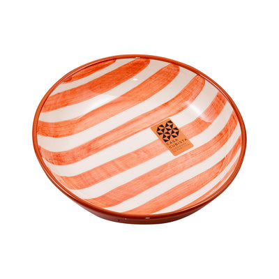Ceramic bowl medium – bold stripes terracotta