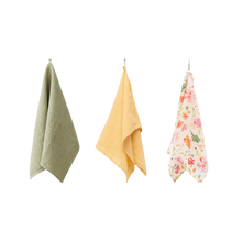 Leinen Geschirrtücher 3er-Set Blumenwiese – Sage, Butter, Wildflower Flow von Linen Tales