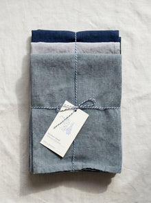Leinen Geschirrtücher 3er-Set Blaue Stunde – Navy, Light Grey, Blue Fog von Linen Tales