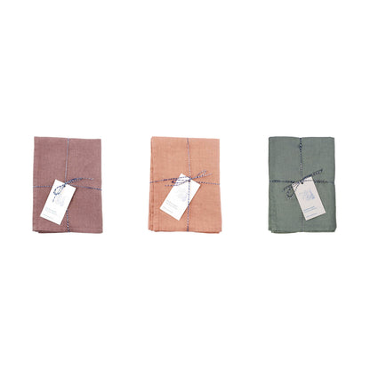 Leinen Geschirrtücher 3er-Set Aquarell – Ashes of Roses, Cafe Creme, Green Milieu