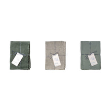 Leinen Geschirrtücher 3er-Set Bistro – Forest Green, Thin Black Stripes, Green Milieu