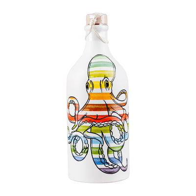 Olivenöl Keramikflasche bunter Tintenfisch