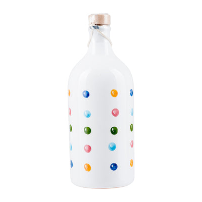 Olivenöl Keramikflasche bunte Punkte