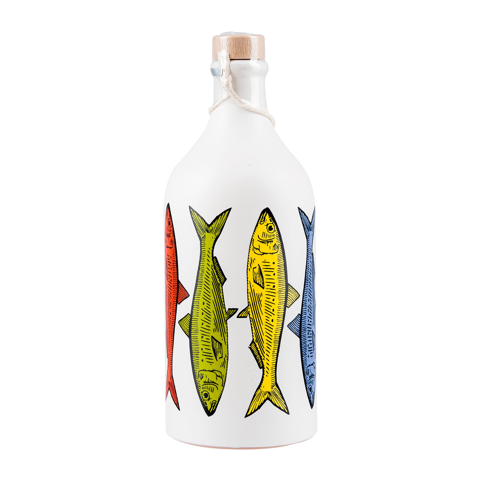 Muraglia  Olivenöl Keramikflasche bunte Sardinen