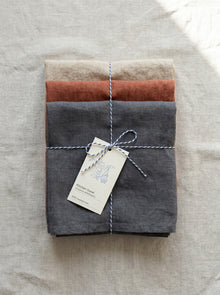 Leinen Geschirrtücher 3er-Set Steingut – Natur, Baked Clay, Dark Grey von Linen Tales