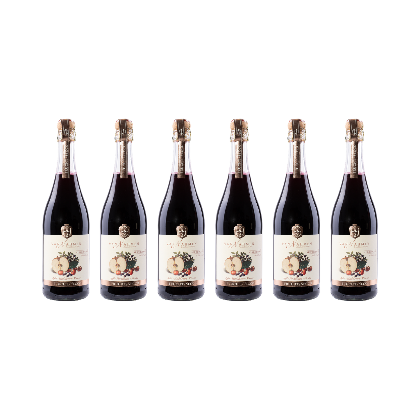 Frucht-Secco Apfel Heidelbeere Kirsche – alkoholfrei – 6× 750 ml