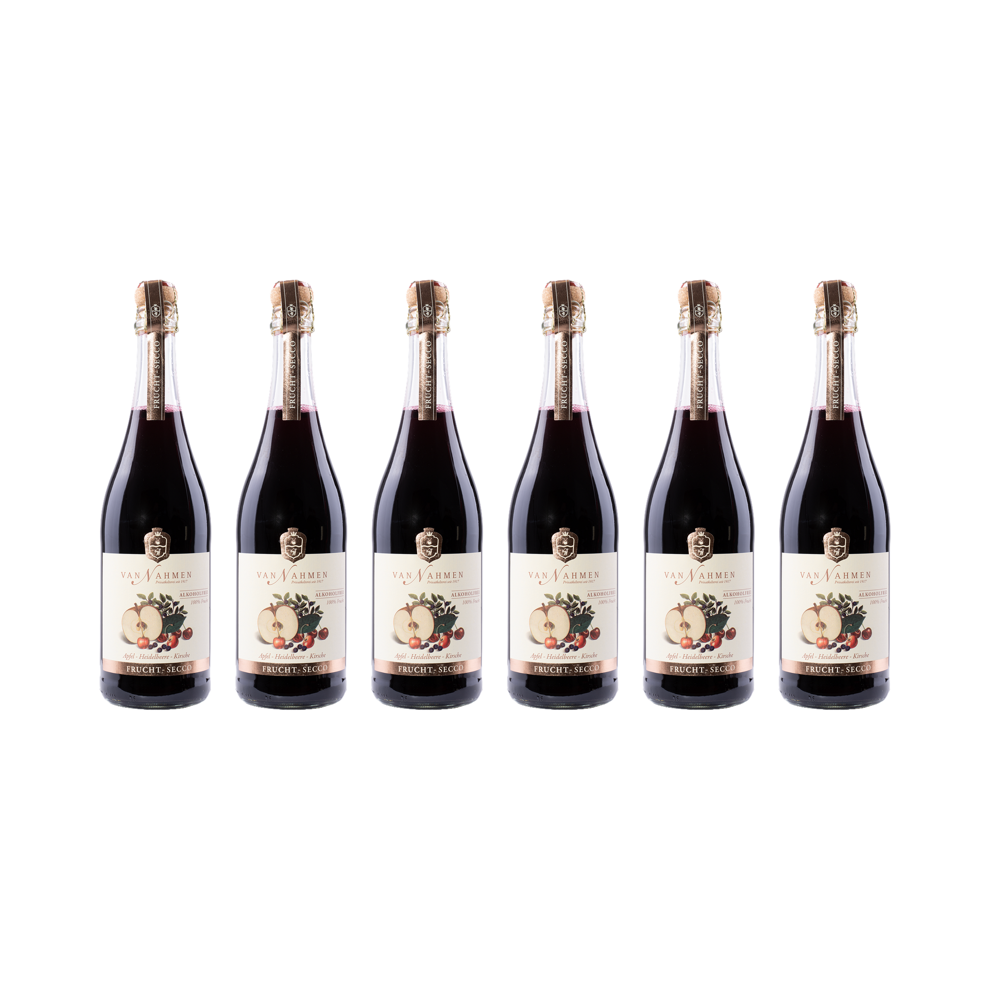 Frucht-Secco Apfel Heidelbeere Kirsche – alkoholfrei – 6× 750 ml