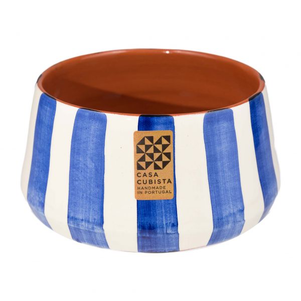 kleine Keramikschale hoch | bold stripes blue